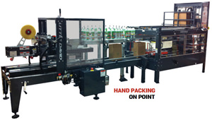 Fully auto case packaging machine, hand packing on point.